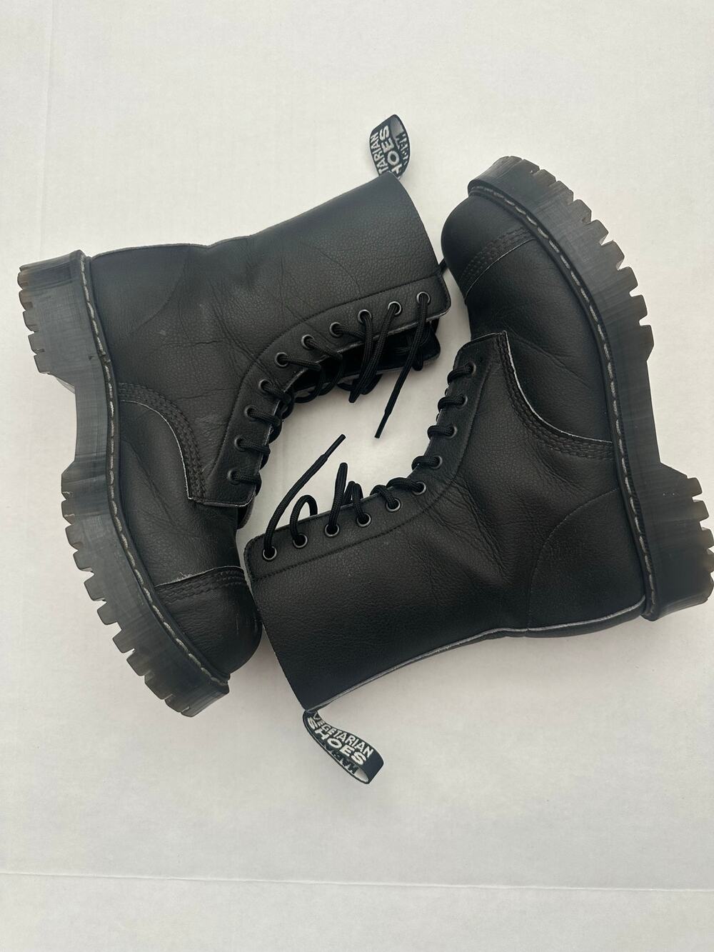 Vegetarian Shoes UK Airseal 10-Eye Steel Toe Combat Boots Black Vegan - UK7/USM9